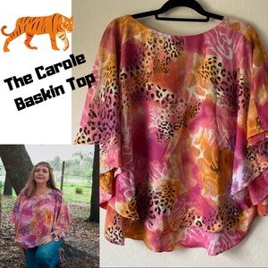 Carole Baskin Pink Animal Print Blouse 